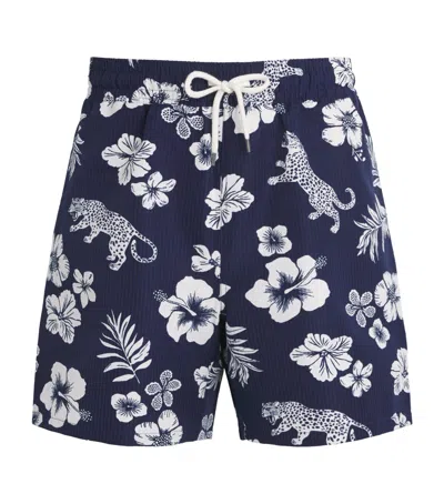 Polo Ralph Lauren Seersucker Printed Traveller Swim Shorts In Blue