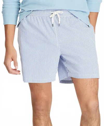Polo Ralph Lauren Seersucker Traveler Swim Shorts In Cruise Royal In Blue