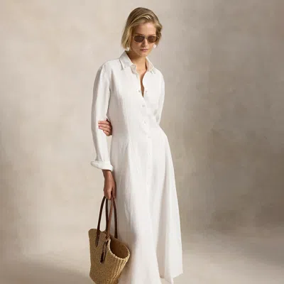 Polo Ralph Lauren Self-tie Linen Shirtdress In White