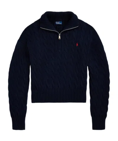 Polo Ralph Lauren Semi-zipper Knitted Sweater In Black