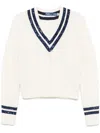 Polo Ralph Lauren Cricket Striped Cable-knit Cotton Sweater In White