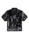 Polo Ralph Lauren Sequin Short-sleeve Polo Shirt In Black