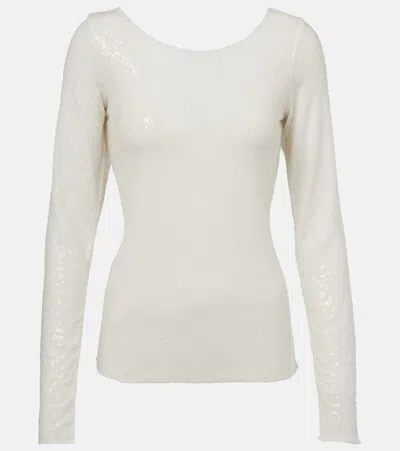 Polo Ralph Lauren Sequined Jersey T-shirt In White