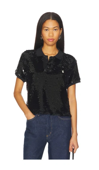 POLO RALPH LAUREN SEQUINED MESH CROP POLO SHIRT
