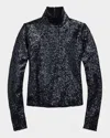 Polo Ralph Lauren Sequined Mesh Turtleneck In Deep Navy