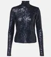 Polo Ralph Lauren Sequined Mesh Turtleneck In Blue