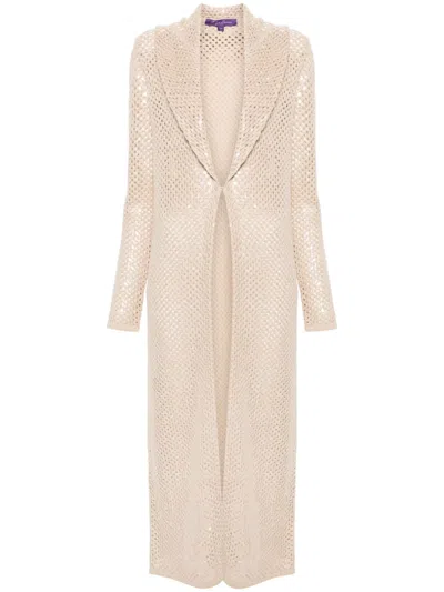 Polo Ralph Lauren Sequinned Cashmere Cardi-coat In Neutrals