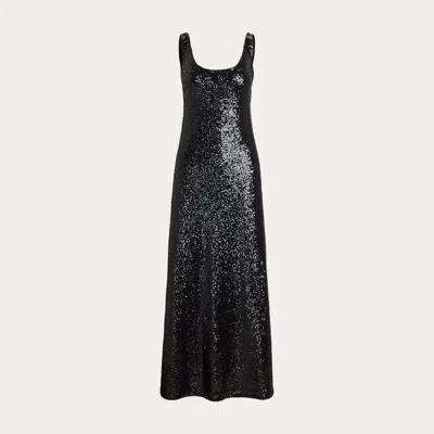 Polo Ralph Lauren Sequinned Scoopneck Dress In Polo Black