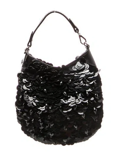 Pre-owned Polo Ralph Lauren Sequins Hobo In Black