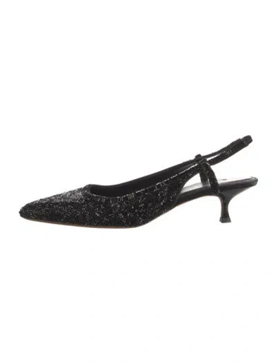 Pre-owned Polo Ralph Lauren Sequins Patterned Slingback Pumps In Black