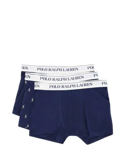Polo Ralph Lauren Set Di 3 Boxer Blu Con Logo All-over  In Blue