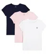 Polo Ralph Lauren Set Of 3 Crewneck Cotton T-shirts In Pink