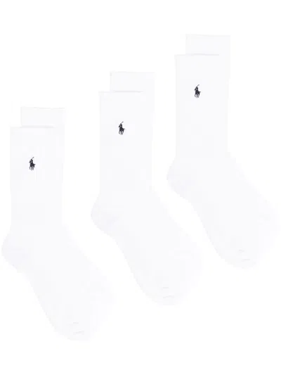 Polo Ralph Lauren Set Of 3 Socks With Logo In White
