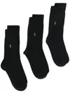 Polo Ralph Lauren Set Of Three Ankle Socks In Black