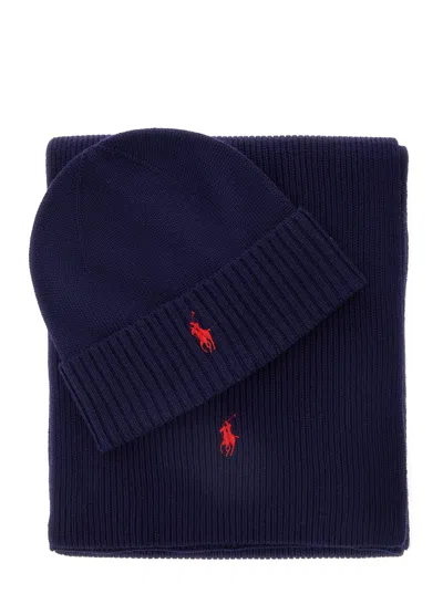 Polo Ralph Lauren Set Sciarpa E Cappello In Blue