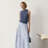 Polo Ralph Lauren Shamus Striped Linen Maxiskirt In Cream/cornflower
