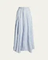 Polo Ralph Lauren Shamus Striped Linen Maxiskirt In Creamblue