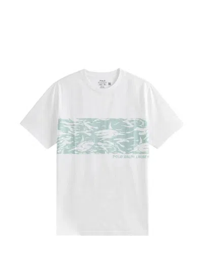 Polo Ralph Lauren Kids' Shark-print T-shirt In White