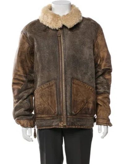 Pre-owned Polo Ralph Lauren Shearling Bomber Jacket W/ Tags In Brown
