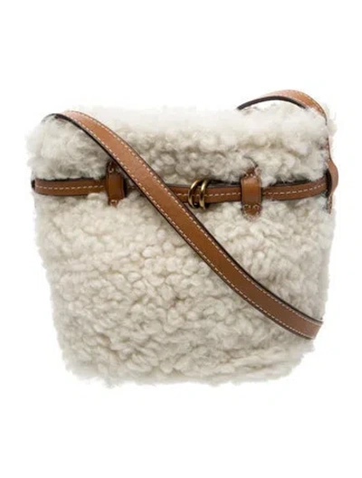 Pre-owned Polo Ralph Lauren Shearling Bucket Bag In Neutral
