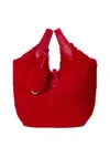 Polo Ralph Lauren Shearling Leather-trimmed Tote Bag In Red
