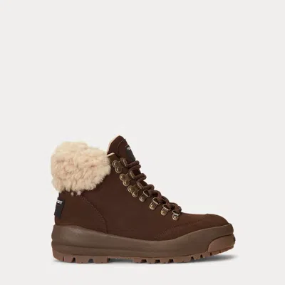 Polo Ralph Lauren Shearling-trim Suede Hiking Boot In Brown