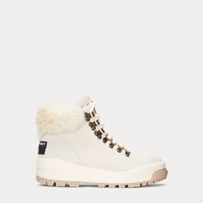 Polo Ralph Lauren Shearling-trim Suede Hiking Boot In White