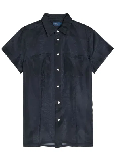 Polo Ralph Lauren Sheer Silk-organza Shirt In Blue