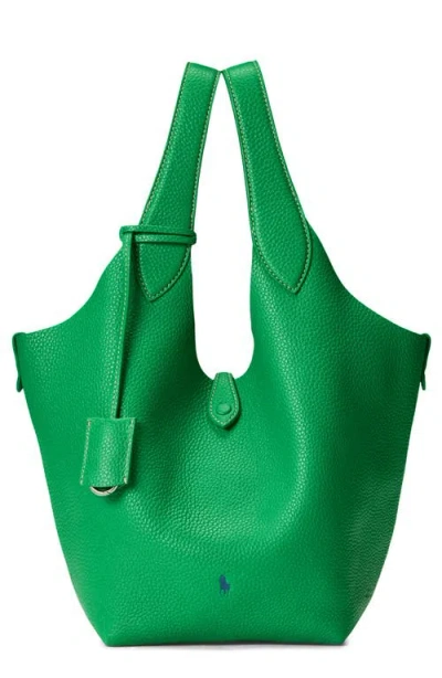 Polo Ralph Lauren Shiny Drum Leather Crossbody Bag In Green