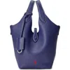 Polo Ralph Lauren Shiny Drum Leather Tote In Black