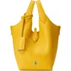 Polo Ralph Lauren Shiny Drum Leather Tote In Yellow