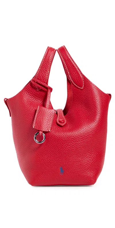 Polo Ralph Lauren Shiny Drum Pebble Crossbody Bag Classic Red