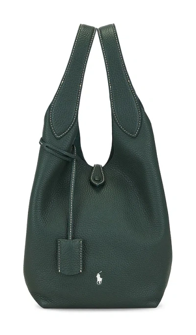 Polo Ralph Lauren Shiny Pebble Medium Tote In Green