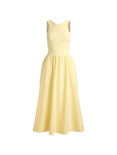 Polo Ralph Lauren Shirred Sleeveless Dress In Yellow
