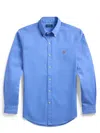 Polo Ralph Lauren Button-down Collar Logo-embroidered Cotton-twill Shirt In Hellblau