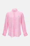 Polo Ralph Lauren Linen Shirt With Logo Embroidery In Pink