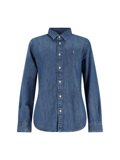 Polo Ralph Lauren Classic Denim Shirt With Long Sleeves In Blue