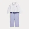 Polo Ralph Lauren Ralph Lauren Cotton Button-up Shirt, Stripe Pants & Belt Set In White