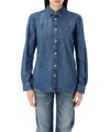 Polo Ralph Lauren Blue Shirt With Classic Collar And Pony Embroidery On The Front In Denim Woman In Blue