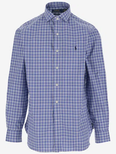 Polo Ralph Lauren Logo Embroidered Checked Shirt In Blue