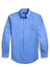 Polo Ralph Lauren Button-down Collar Logo-embroidered Cotton-twill Shirt In Blue