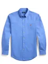 Polo Ralph Lauren Button-down Collar Logo-embroidered Cotton-twill Shirt In Blue