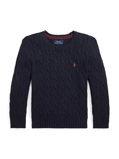 Polo Ralph Lauren Kids Mini Logo Knit Sweater In Blue