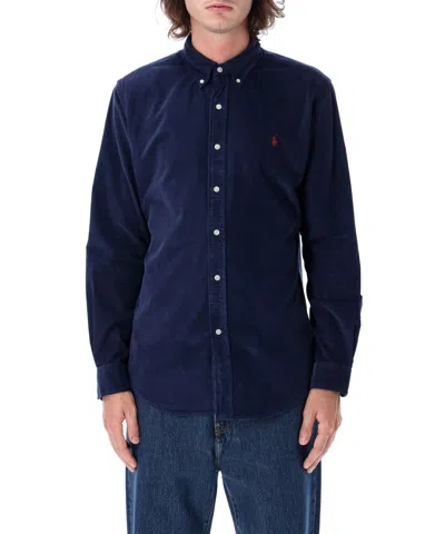 Polo Ralph Lauren Collared Tailored Shirt With Curved Hem In Blue
