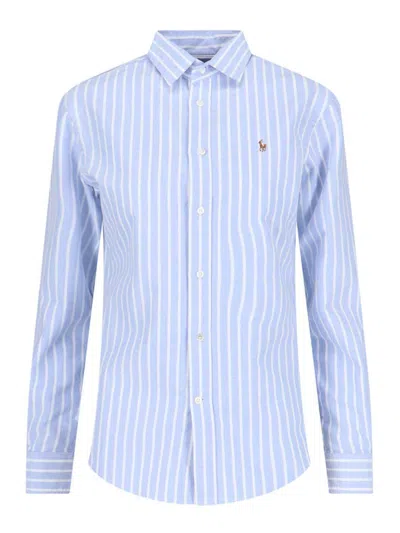 Polo Ralph Lauren Heidi Striped Cotton Poplin Shirt In Blue