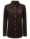 Polo Ralph Lauren Womens Dark Beech Polo-pony Embroidered Cotton-corduroy Shirt In Brown
