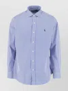 Polo Ralph Lauren Blue And White Striped Button-down Shirt With Embroidered Logo In Blue