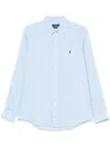 Polo Ralph Lauren Geometric Oxford Mesh Long Sleeve Shirt In Clear Blue