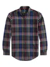 Polo Ralph Lauren Collared Shirt With Curved Hem And Plaid In Multi