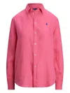 Polo Ralph Lauren Cotton Linen Boyfriend Shirt Coral In Red